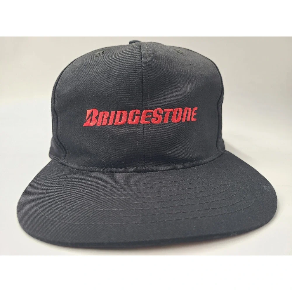 Vintage Bridgestone Tires Snapback Hat Cap Car Racing Logo Men Women‎ Black Red